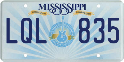 MS license plate LQL835