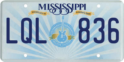 MS license plate LQL836