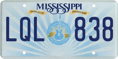 MS license plate LQL838