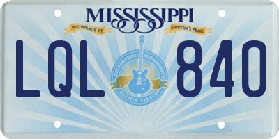 MS license plate LQL840