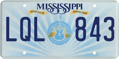 MS license plate LQL843