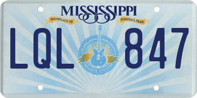 MS license plate LQL847