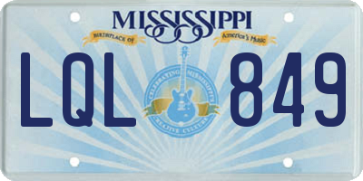 MS license plate LQL849