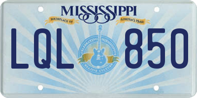 MS license plate LQL850