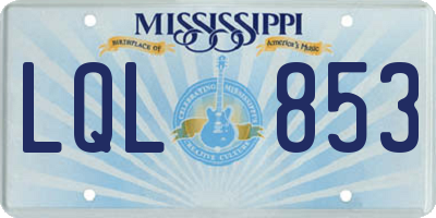 MS license plate LQL853
