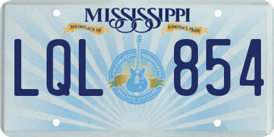 MS license plate LQL854