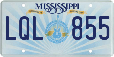 MS license plate LQL855