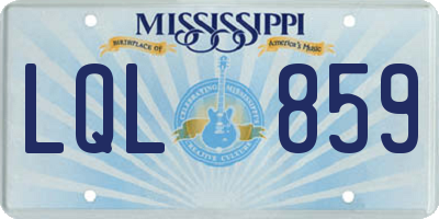 MS license plate LQL859
