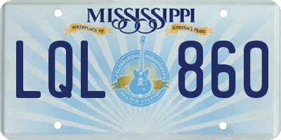MS license plate LQL860