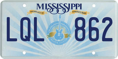 MS license plate LQL862