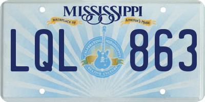 MS license plate LQL863