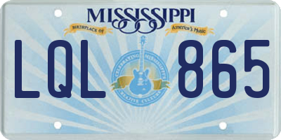 MS license plate LQL865