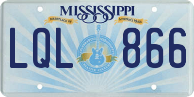 MS license plate LQL866