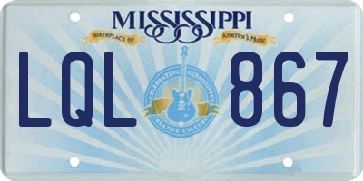 MS license plate LQL867