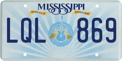 MS license plate LQL869