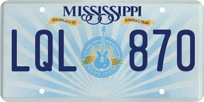 MS license plate LQL870