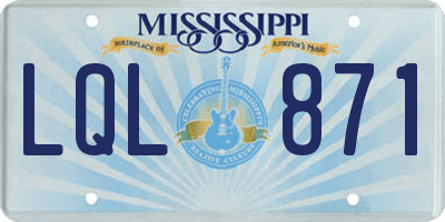 MS license plate LQL871