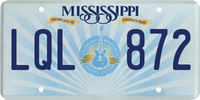 MS license plate LQL872