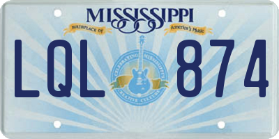 MS license plate LQL874