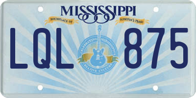MS license plate LQL875