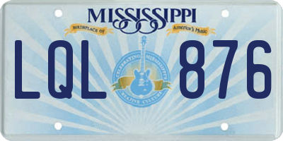 MS license plate LQL876