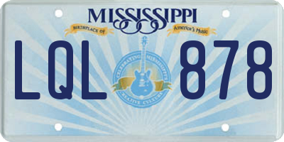 MS license plate LQL878