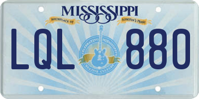 MS license plate LQL880