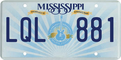 MS license plate LQL881