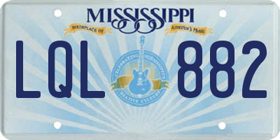 MS license plate LQL882
