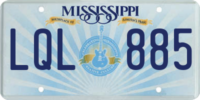 MS license plate LQL885
