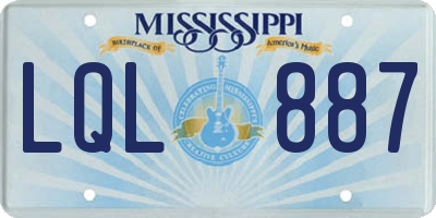 MS license plate LQL887