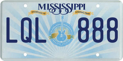 MS license plate LQL888