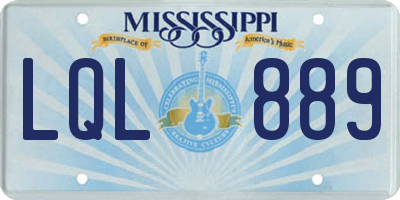MS license plate LQL889