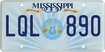 MS license plate LQL890