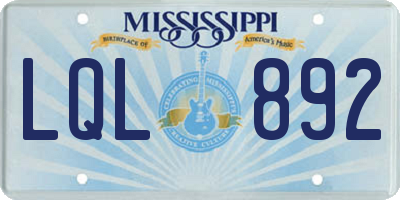 MS license plate LQL892