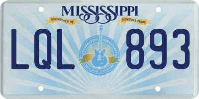 MS license plate LQL893