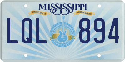 MS license plate LQL894