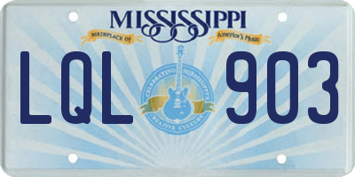MS license plate LQL903