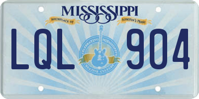 MS license plate LQL904