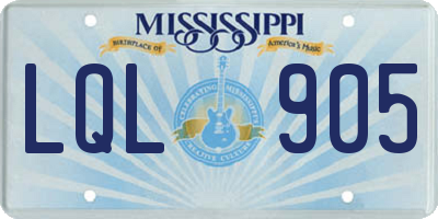 MS license plate LQL905