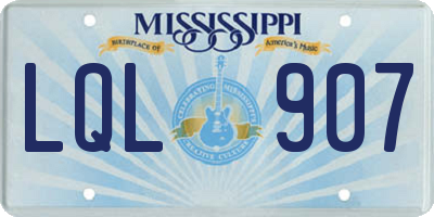 MS license plate LQL907