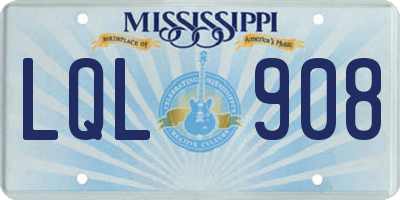 MS license plate LQL908