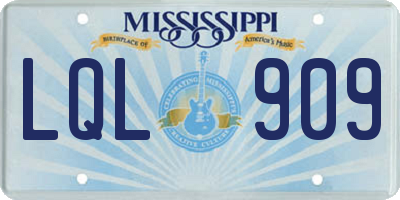 MS license plate LQL909