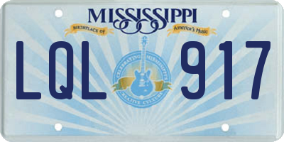 MS license plate LQL917