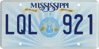 MS license plate LQL921