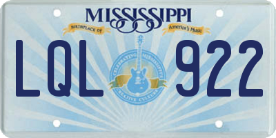 MS license plate LQL922