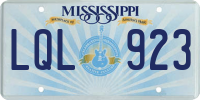 MS license plate LQL923