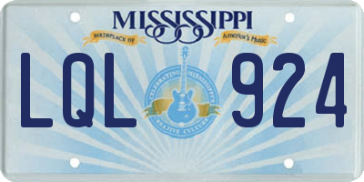 MS license plate LQL924