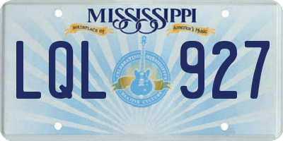 MS license plate LQL927