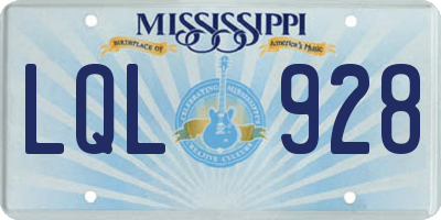 MS license plate LQL928